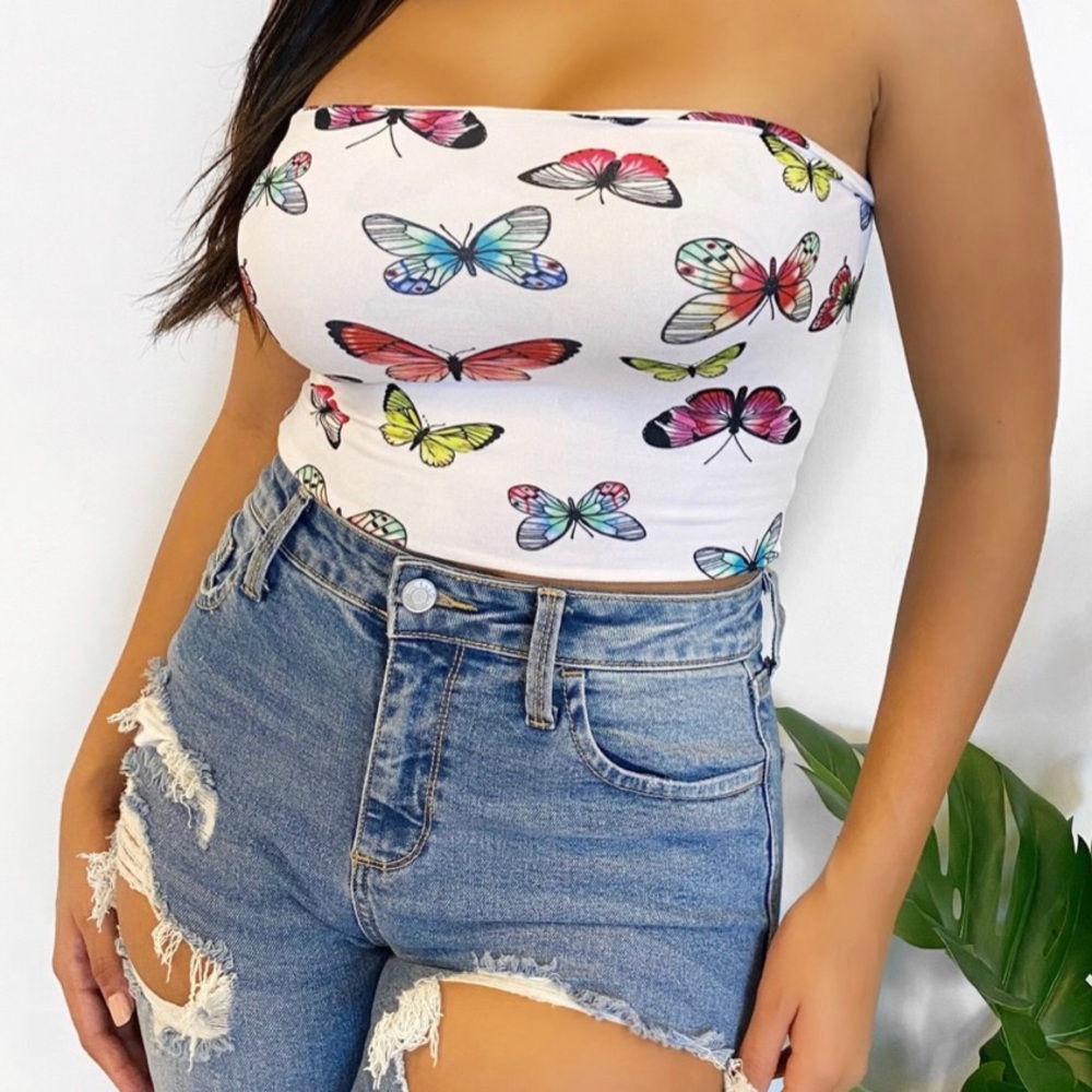 Daisy Butterfly Tube Top
